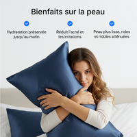 Taie d'Oreiller en Soie Premium - Bleu Minuit