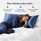 Taie d'Oreiller en Soie Premium - Bleu Minuit