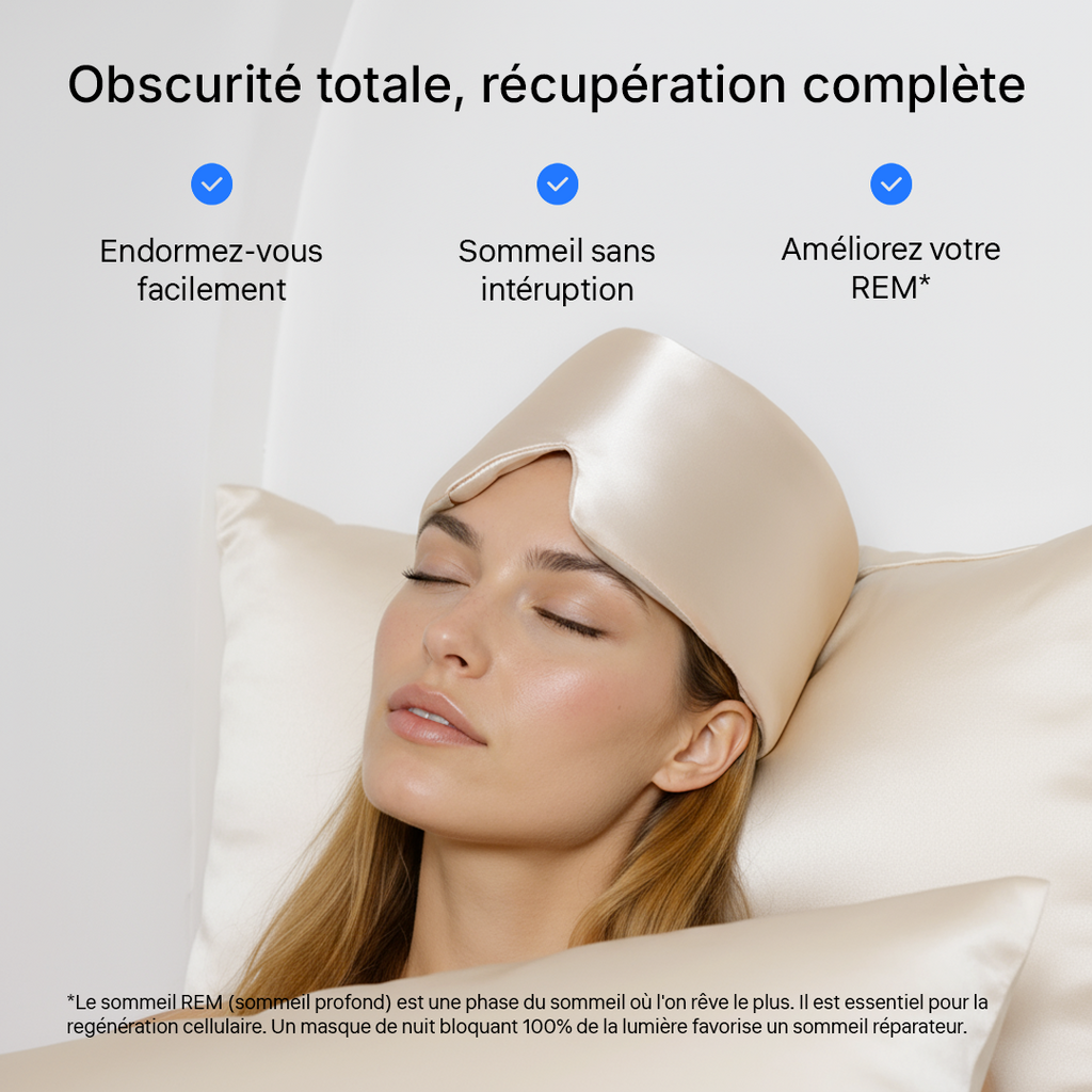 Masque de Nuit en Soie Premium - Perle de Champagne