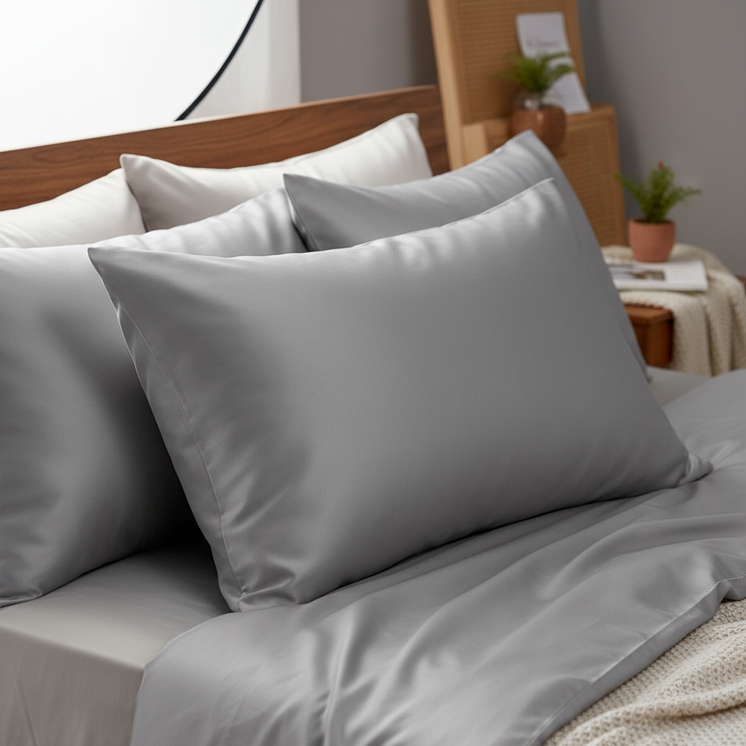 Taie d'Oreiller en Soie Premium - Perle Grise