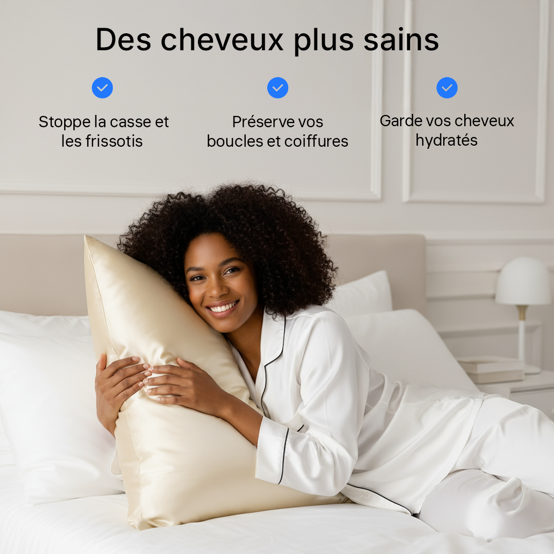 Taie d'Oreiller en Soie Premium - Perle de Champagne